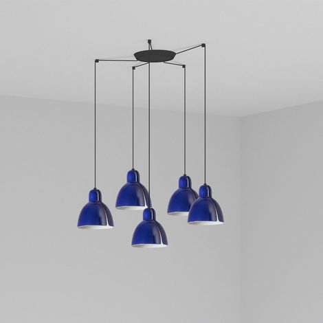 Faro Venice Lámpara Colgante Cluster Drop 5 Luces Azul Cobalto