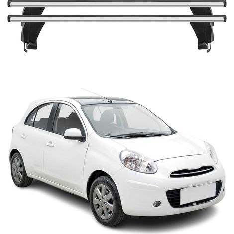 OMAC Dachträger Querträger Alu für Nissan Micra IV 2010-2017 – Abschließbar – T-Nut – City-Crash-getestet – Max. 50 kg Silber (1/5)