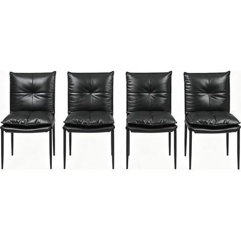 Set di 4 sedie da pranzo imbottite nere in similpelle e metallo 48x55x87 cm MODENUIT (1/5)