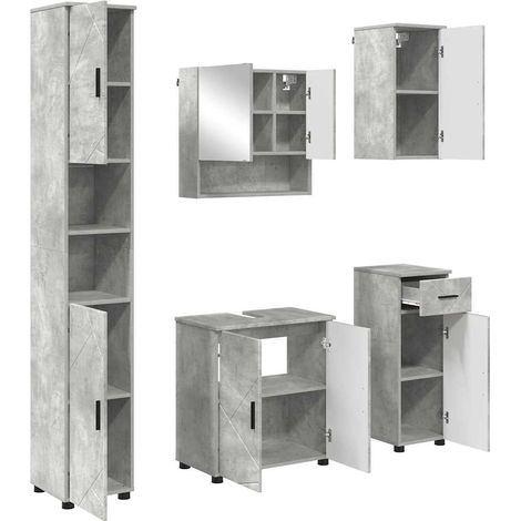 Juego de muebles de baño con cajón 5 pcs Gris Concreto vidaXL (1/5)