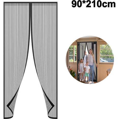 Moustiquaire Magnetique Porte - 90 x 210 cm ou 120 x 210 cm - Maille Polyester Anti-Insectes - Mains Libres avec Fermeture Auto-Adhesif - 1 Unite (1/5)
