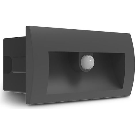 ZEPHYR ENCASTRE MURAL 140X70MM 6.5W 3000K ALU + VERRE + DETECTEUR IR MIIDEX LIGHTING 100805 (1/4)