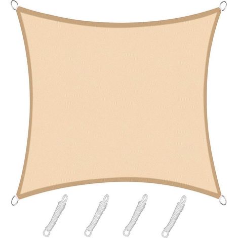 Voile d'ombrage Rectangulaire Carré 3x3m Color Sable,Toile Imperméable Une Protection des Rayons UV à 95%, pour en Plein air, Jardin & terrasse, Piscine (1/5)