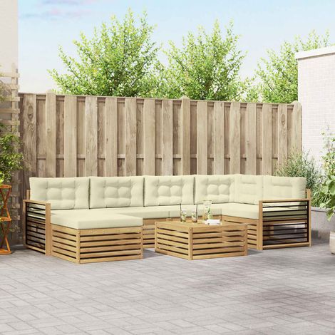 Teenpull – Outdoor-Sofagarnitur 7 Stk. Weiß und Creme (1/5)