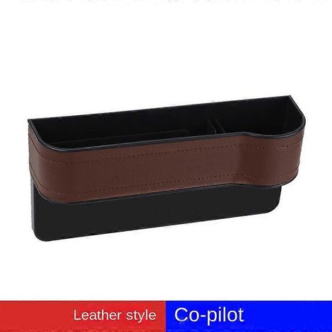 Organisateur latéral de siège avec porte-gobelet pour voiture, en cuir, multifonctionnel, combleur d'espace entre les sièges, boîte de rangement, poche de siège, rangement (A-Brown copilote)