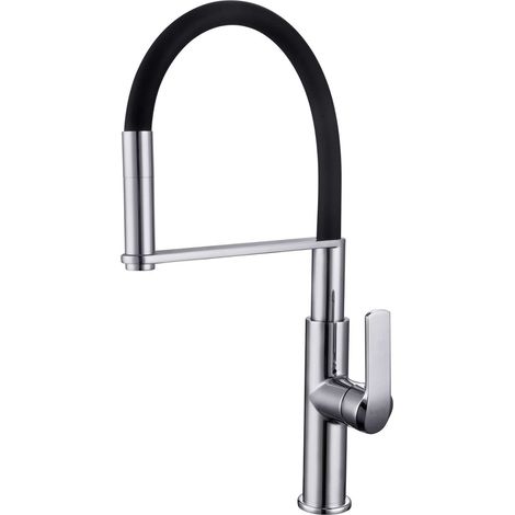 kielle Magnus - Grifo de fregadero con brazo flexible, cromo/negro 10516110 (1/4)