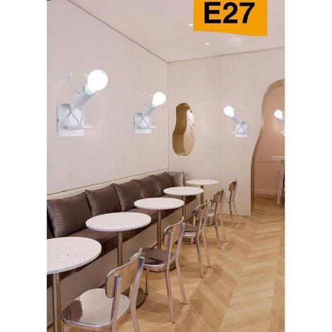 Trade Shop - DEKORATIVE WANDLAMPE IN FORM EINES SPRINGENDEN MANNES AUS METALL MIT E27-ANSCHLUSS AQ50 - Weiß (1/5)