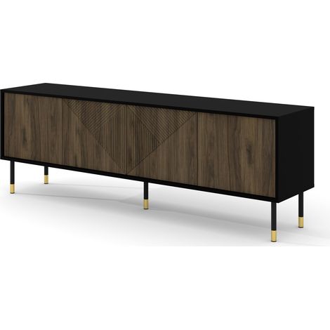 TV-Schrank WOODY 180 cm 4D, gefräst, mattschwarz / pazifische walnuss (1/5)