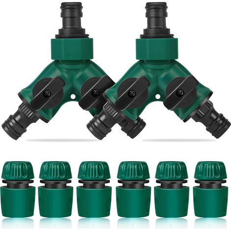 Lot de 2 distributeurs d'eau 2 voies 3/4" - Distributeur avec valve - 6 raccords 1/2" - Aménagement paysager, horticulture, culture florale, arrosage (1/5)