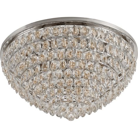 Visconte Maine Flush Ceiling Light Large Crystal Fitting - Chrome Litecraft