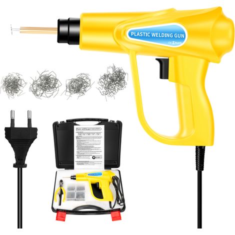 Grapadora térmica de 70 W, kit de reparación de parachoques de coche, alicates de soldadura de plástico, 4 tipos de grapas: planas, angulares, externas, internas y corrugadas. (1/5)
