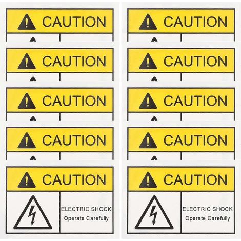 Lot de 10 étiquettes adhésives d'avertissement : danger de chocs électriques-6.00X4.00X0.10CM (1/3)