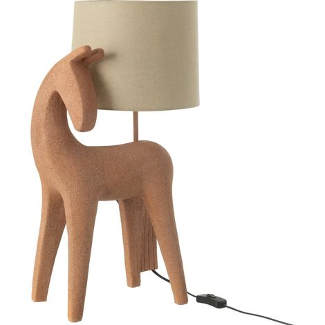 Lampe cheval moderne orange en résine pour décoration unique - Orange terre cuite et beige naturel (1/3)