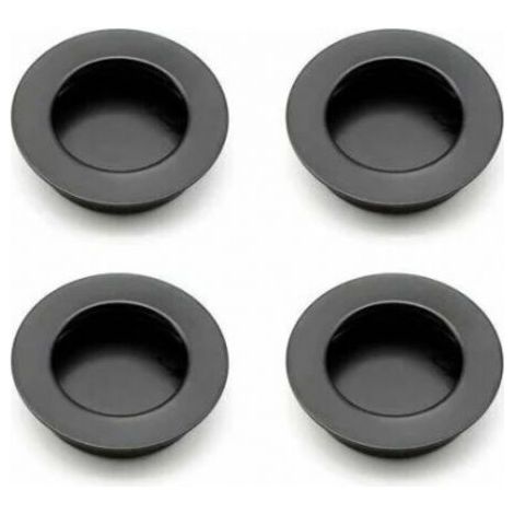 Poignée de porte coulissante 4 pièces, ronde, affleurante, pour tiroirs et armoires – Noir (1/3)