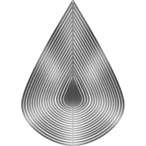 Carillon éolien rotatif 360° – métal, forme larme argentée 3D – décoration jardin suspendue – cadeau idéal