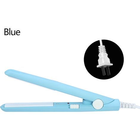 Lisseur à cheveux mini 2-en-1, plaque céramique tourmaline fer plat Sky Blue, prise US (1/5)