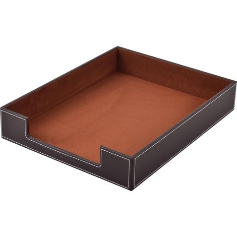 Bandeja de cuero para cartas, organizador de artículos de oficina para correo, archivos, revistas, joyas, cosméticos, caja de almacenamiento apilable para oficina, cafetería,
