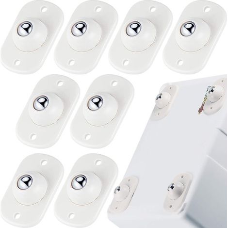 Confezione da 8 rotoli da cucina autoadesivi, girevoli a 360°, universali, per mini cucine (bianchi con 1 sfera in acciaio) (1/5)
