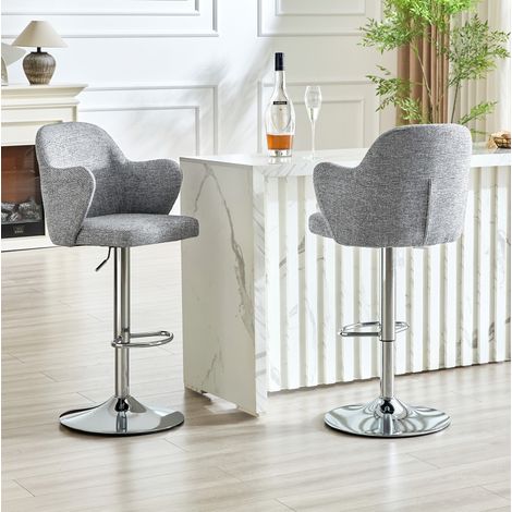 Set mit 2 360° schwenkbaren Barhockern mit Armlehnen, höhenverstellbar, grau (1/5)