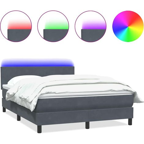 Maison Exclusive - Letto a Molle con Materasso e LED Grigio Scuro 160x210 cm Velluto (1/5)