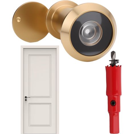 Judas de Porte, 200° Grand Angle Lentilles Optiques Verre Pour Porte de 35 à 60mm D'épaisseur Avec Perceuse Trou Ø 16mm Longueur Réglable Installation Facile (1/5)