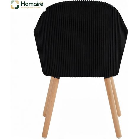 Fauteuil en velours côtelé noir avec accoudoirs 53,5 x 46 x 83.5 cm HOMAIRE (1/5)
