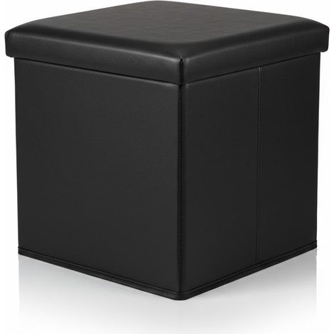 ORION91oficial® - Puff Almacenaje  Taburete con Tapa para almacenaje  39 Litros  38 cm  Piel Sintética  Color Negro  38x38x38 cm - spaziOrion91 - Unidad (1/4)