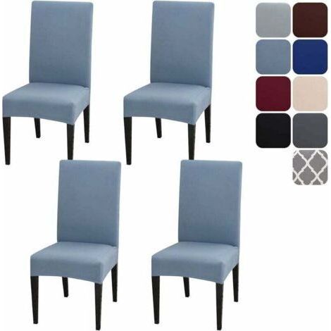 Stretch Chair Cover Set of 4, Dining Room Chair Protector Cover Universal Removable Washable Modern Durable for Home Hotel Restaurant Party Banquet Kitchen Decoration,Light Blue (1/4)