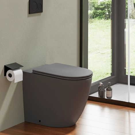 Vaso WC filomuro rimless in ceramica grigio opaco con sedile soft close Europa