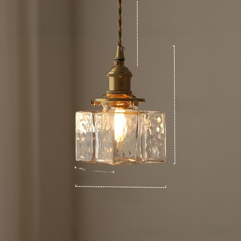 Lustre Rétro Japonais Verre – Style Scandinave – LED 4W Chaude – Chambre, Restaurant, Balcon – Laiton (1/5)