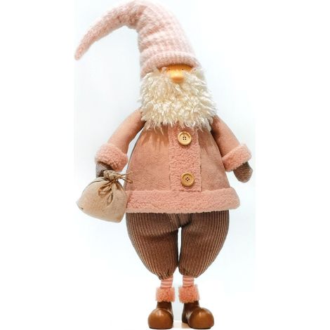 Pupazzo natalizio "Babbo Natale Rosa" decorazione per interno h 75 cm