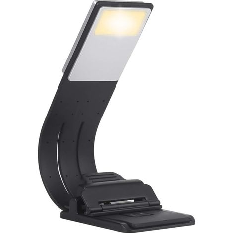 Lampe de lecture LED - Lampe de livre à pince - Lampe de bureau - Lampe de lecture - Lampe de livre à pince rechargeable USB - Blanc/Noir (1/5)