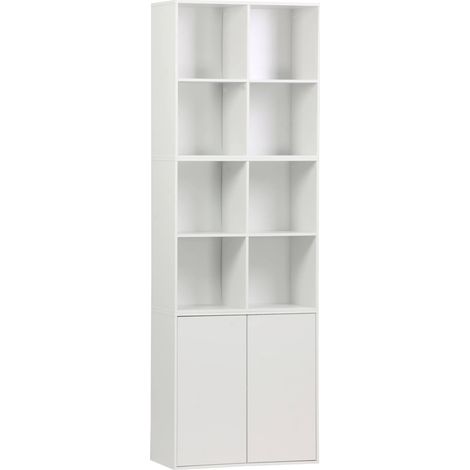 sweeek - Modulares Regal Holzdekor 3 Elemente - 2 Türen 8 offene Fächer