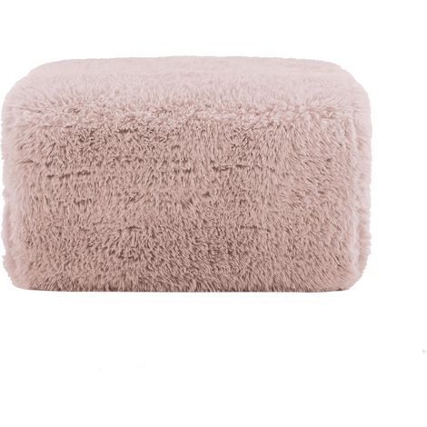 Pouf rond en peluche rose ultra-douce, confortable et moelleux, parfait pour une ambiance cosy dans le salon ou la chambre. (1/5)