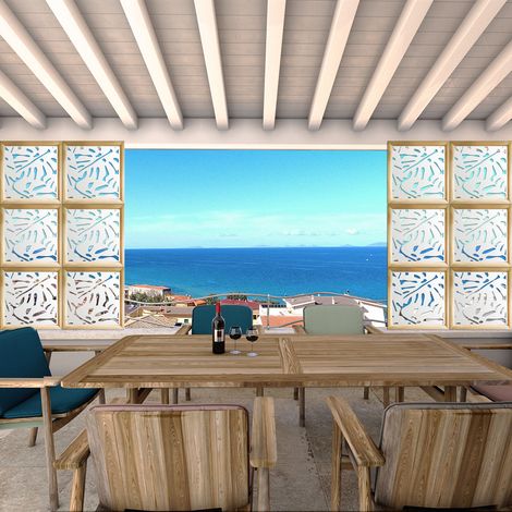 FILODENDRO - Modules décoratifs en bois et PVC - Couleur : blanc - Dimension : 48x48 cm