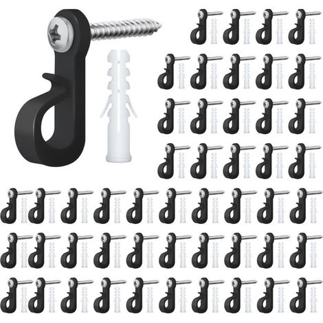 50 ganci a vite, ganci per luci resistenti, ganci per recinzioni, per appendere luci, ganci per luci a corda per giardino esterno (nero)