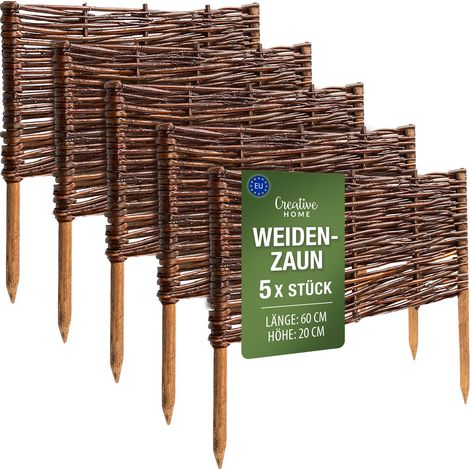 Creative Home Lot de 5 Bordure de Jardin en Saule 60 x 20 cm