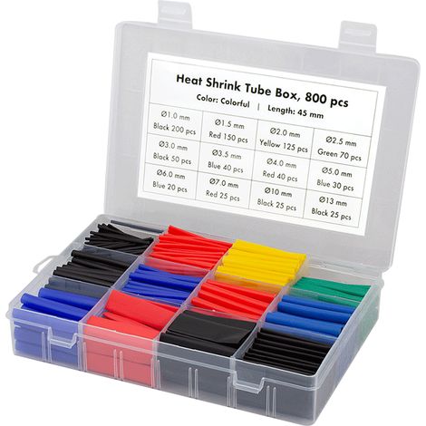 Set di guaine termorestringenti Logilink, 800 pezzi, 45 mm, 12 misure, 6 colori. (1/5)