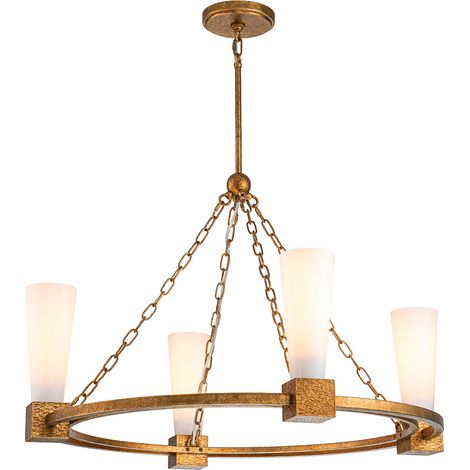 Lampadario Art Déco oro Ø84 4xE27 opale Kristy Elstead (1/5)
