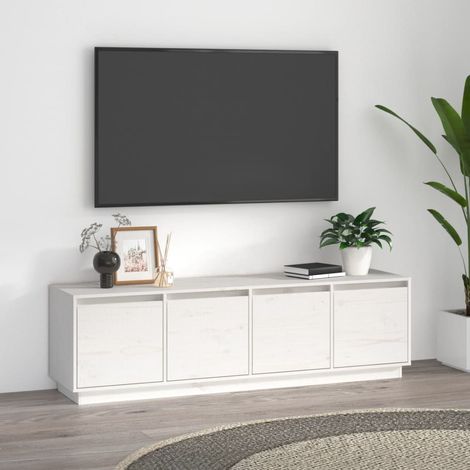 Meuble TV - Armoire de TV Banc TV pour Salon Blanc 156x37x45 cm Bois de pin massif -FR70770 (1/5)