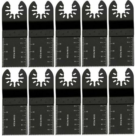 Lames de scie oscillantes pour métal/bois, lot de 10 accessoires pour outils multifonctions (34 mm), acier au carbone, pour Bosch Fein – Noir (1/3)