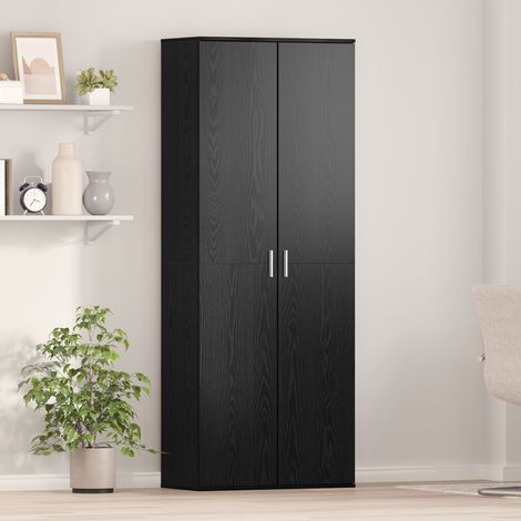 Highboard Schwarz Eichen-Optik 70 x 33,5 x 180 cm Holzwerkstoff (1/5)
