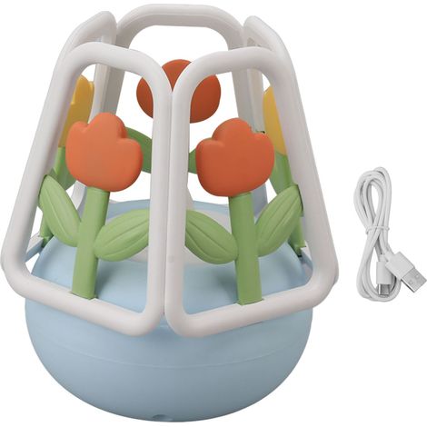 Lampe de nuit LED en silicone design tulipe, 5 modes d'éclairage, rechargeable batterie 1200mAh pour chambre maison bleu (1/5)