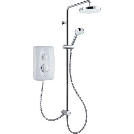 Mira Jump Dual Twin Head Handset Electric Shower 10.5kw White Chrome Bathroom (1/5)