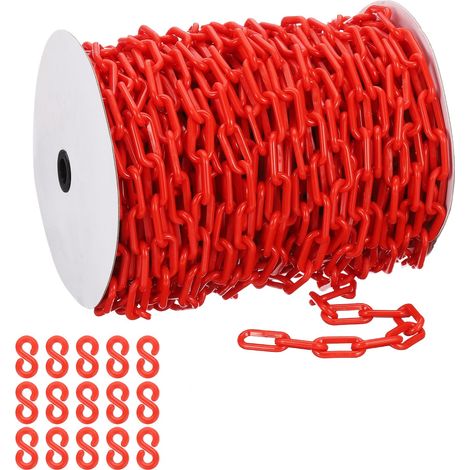 50M Chaîne en Plastique pour Contrôle des Sécurité 8mm Rouge (1/5)