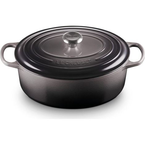 LE CREUSET 21178314442430 Signature Oval Cocotte de Gusseisen, 31 cm-Flint Grey, emailliert