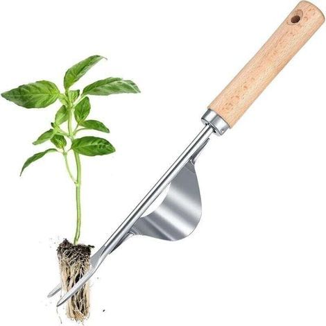 DéSherbeur en Acier Inoxydable, Outil De DéSherbage De Jardin, DéSherbeur Manuel Multifonctionnel avec Manche en Bois Naturel pour Creuser, DéSherber, Desserrer (1/5)