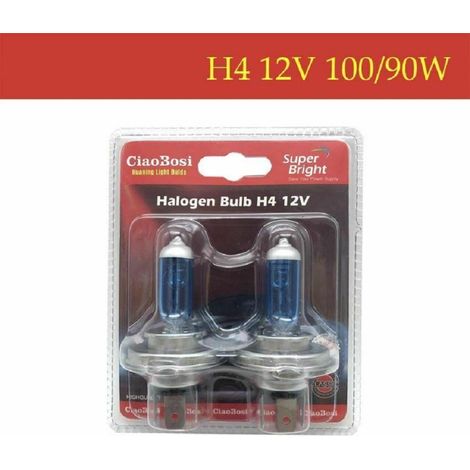 Jeu De 2 Ampoules Halogènes H4 12v 100 Watt Pour Voitures Et Motos C-6279
