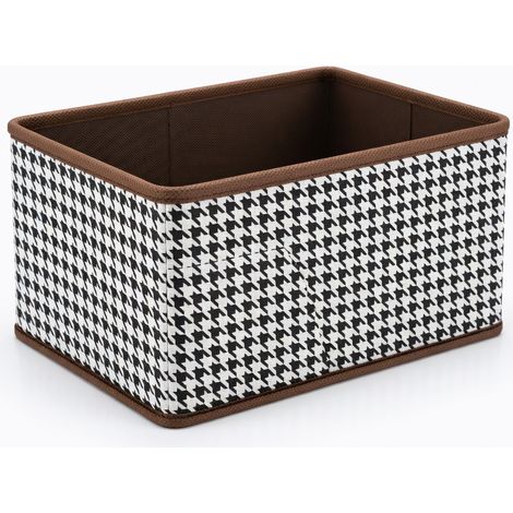 Boite de rangement en tissu a motif pied-de-poule avec panneaux (1/5)