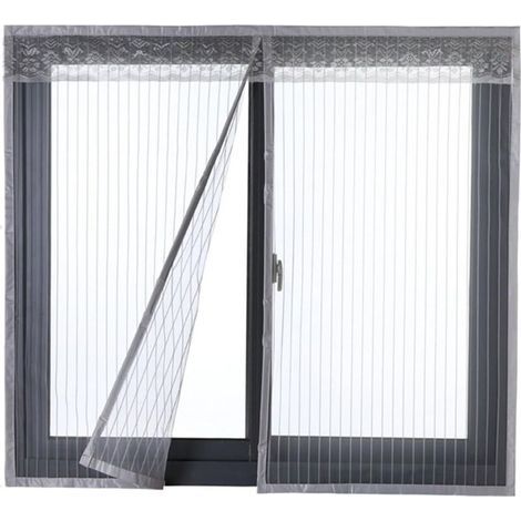 Zanzariera magnetica per porta o finestra, tenda anti-zanzare con magneti integrati, grigia, 120 x 130 cm (1/5)